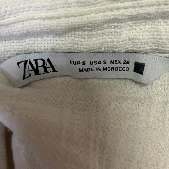 Zara Women's White Full Sleeve Collared Textured Button Up Shirt Blouse Top Sz S - Picture 3 of 4